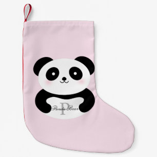 Niedliches Girly Baby-Panda-Bärn-Monogramm Kleiner Weihnachtsstrumpf