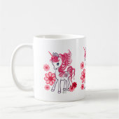 Niedliches Girly Babyunicorn-Rot Kaffeetasse (Links)