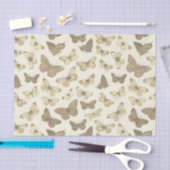 Niedliches Girly Beige Butterfly-Muster Seidenpapier (Handwerk)