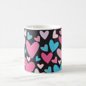 Niedliches Girly Blue Pink & Lila Hearts Muster Kaffeetasse (Mittel)