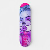 Niedliches Girly Clown Makeup Pink Skateboard (Vorne)