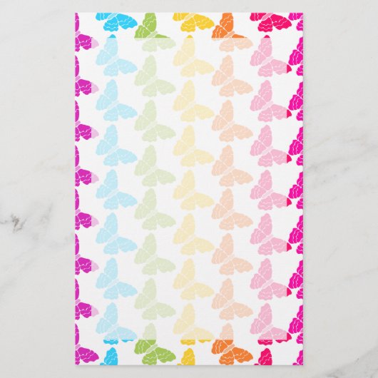 Niedliches Girly Colorful Rainbow Butterfly Patter Briefpapier (Vorderseite)