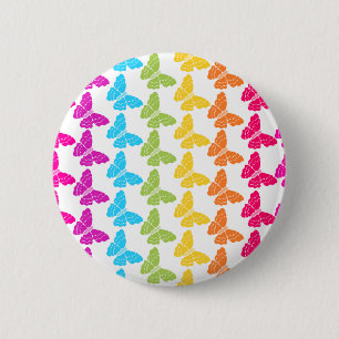 Niedliches Girly Colorful Rainbow Butterfly Patter Button