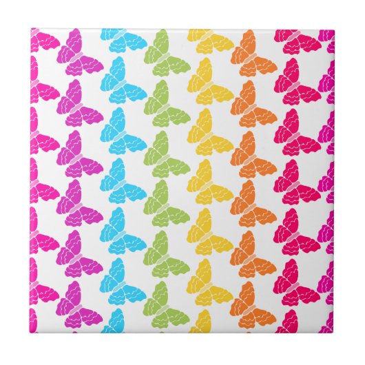 Niedliches Girly Colorful Rainbow Butterfly Patter Fliese (Vorderseite)
