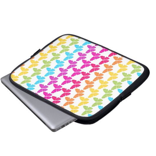 Niedliches Girly Colorful Rainbow Butterfly Patter Laptopschutzhülle (Vorne Knopf)