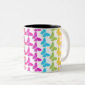 Niedliches Girly Colorful Rainbow Butterfly Patter Zweifarbige Tasse (VorderseiteRechts)