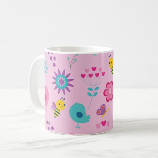 Niedliches Girly Design Kaffeetasse (Vorderseite Links)