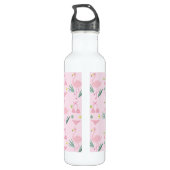 Niedliches Girly Flamingo und Bikini Pink Monogram Edelstahlflasche (Rückseite)