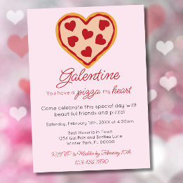Niedliches Girly Galentine's Day Valentine's Pizza Einladung