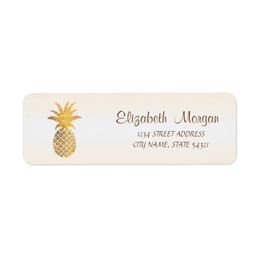 Niedliches Girly-Gold-Ananas-Adressetikett (Vorne)