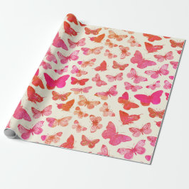 Niedliches Girly Groovy Pink Butterfly-Muster Geschenkpapier