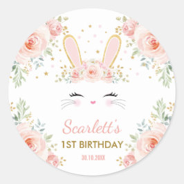 Niedliches Girly Häschen erröten rosa Runder Aufkleber