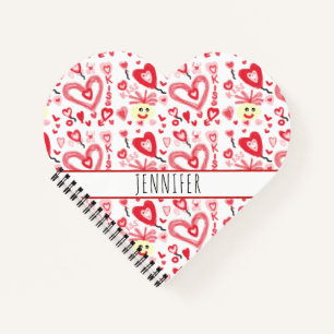 Niedliches Girly Heart Doodle Rosa Personalisiert Notizblock