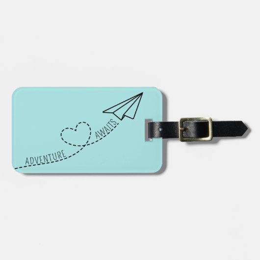 Niedliches Girly Heart Paper Flugzeug Adventure er Gepäckanhänger (Vorderseite horizontal)