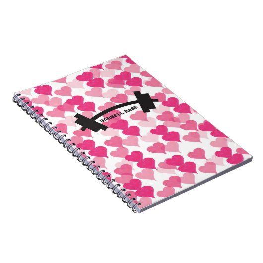 Niedliches Girly Heart Pink Gym Notizblock (Rechte Seite)