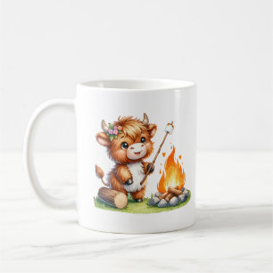 Niedliches Girly Highland Cow Camping Smores Kaffeetasse