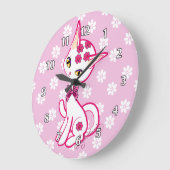 Niedliches girly Kitty-Katzen-Rosa ~ Große Wanduhr (Winkel)