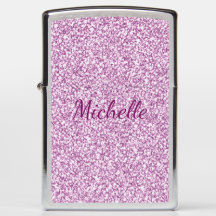 Niedliches Girly Monogram Pink Sparkle Zippo-Feuer