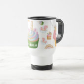 Niedliches Girly Pink Green Cupcake Unicorn Muster Reisebecher (VorderseiteRechts)