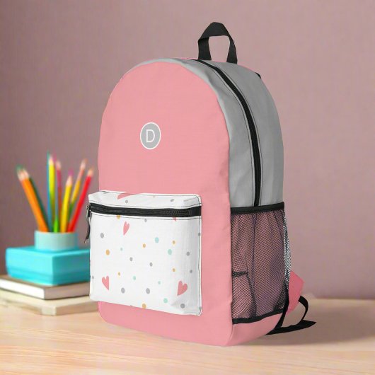 Niedliches Girly Pink hört zu Beginn zurück zur Sc Bedruckter Rucksack