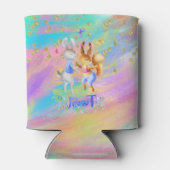 Niedliches Girly Pink Lila Blue Forest Animals Par Dosenkühler (Rückseite)