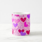 Niedliches Girly Pink Lila & Red Hearts Muster Kaffeetasse (Mittel)
