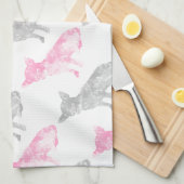 Niedliches girly rosa graues Watercolor Handtuch (Viertel Falte)