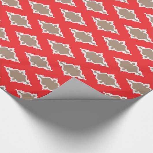 Niedliches girly rotes ikat Stammes- Geschenkpapier (Ecke)