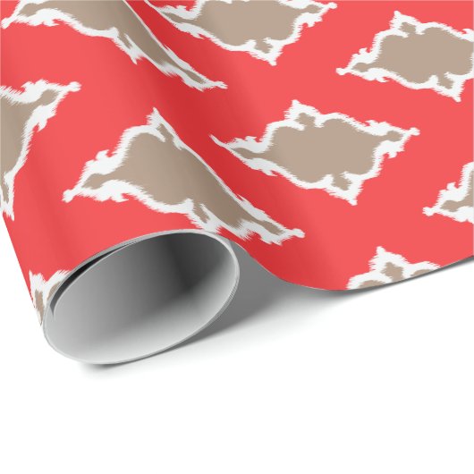 Niedliches girly rotes ikat Stammes- Geschenkpapier (Rolleneckpunkt)