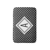 Niedliches Girly Schwarz-weiß Polka Dots Monogramm Badematte (Vorderseite Vertikal)