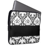 Niedliches Girly schwarzes Damast-Muster Laptopschutzhülle (Vorne Rechts)