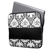 Niedliches Girly schwarzes Damast-Muster Laptopschutzhülle (Vorderseite Links)