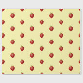 Niedliches Girly Strawberry Muster auf Creme Geschenkpapier (Flach)