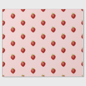 Niedliches Girly Strawberry-Muster in Soft Pink Geschenkpapier (Flach)