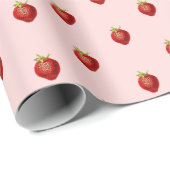 Niedliches Girly Strawberry-Muster in Soft Pink Geschenkpapier (Rolleneckpunkt)