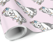Niedliches Girly Tea Party Altes Englisch Sheepdog Geschenkpapier (Rolleneckpunkt)