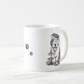 Niedliches Girly Tea Party Altes Englisch Sheepdog Kaffeetasse (VorderseiteRechts)