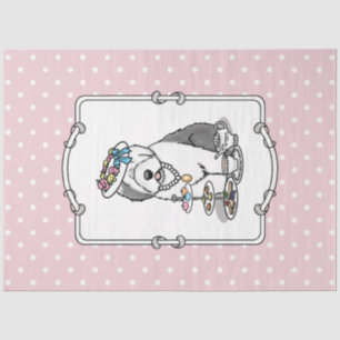 Niedliches Girly Tea Party Altes Englisch Sheepdog Seidenpapier