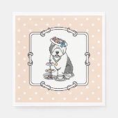 Niedliches Girly Tea Party Altes Englisch Sheepdog Serviette (Vorderseite)