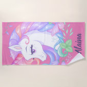 Niedliches Girly Unicorn Strandtuch (Vorderseite)