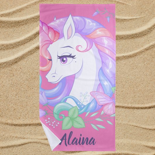 Niedliches Girly Unicorn Strandtuch