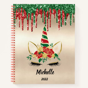 Niedliches Girly Unicorn Weihnachtsgeschenk Sketch Notizblock