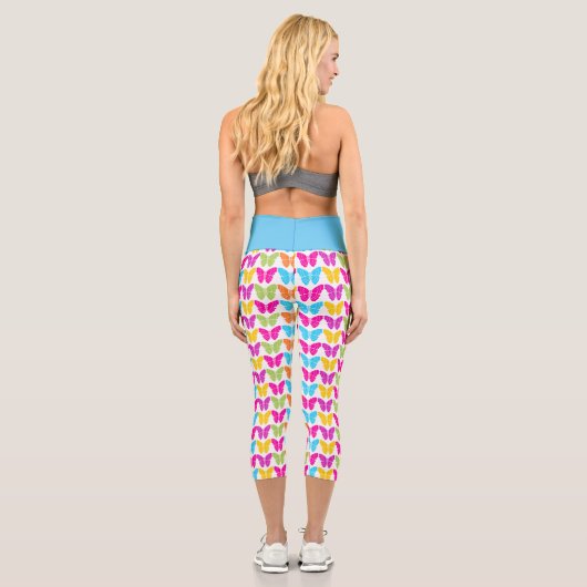 Niedliches Girly Vibranly Rainbow Butterfly Patter Capri Leggings (Rückseite)