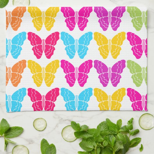 Niedliches Girly Vibranly Rainbow Butterfly Patter Handtuch (Gefaltet)