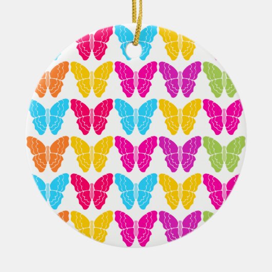 Niedliches Girly Vibranly Rainbow Butterfly Patter Keramik Ornament (Vorne)