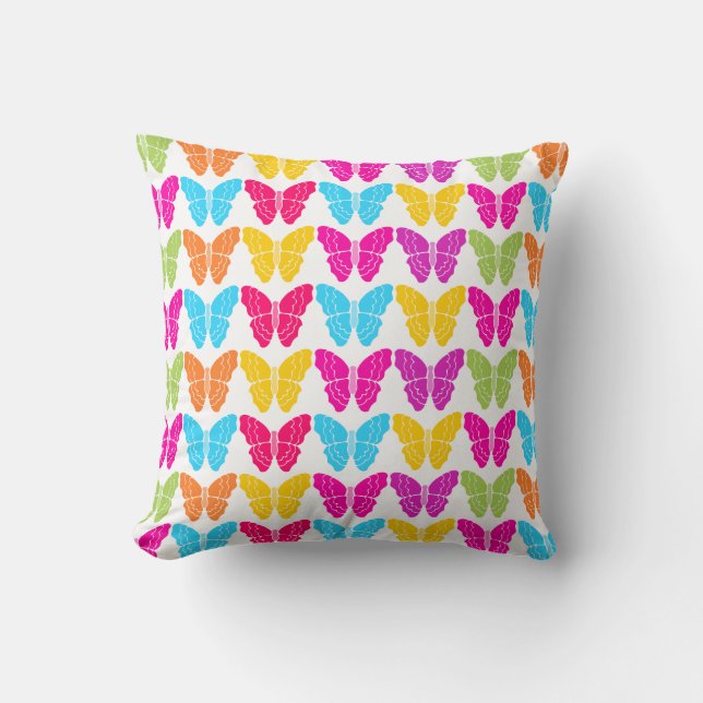 Niedliches Girly Vibranly Rainbow Butterfly Patter Kissen (Vorderseite)