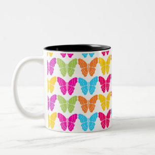 Niedliches Girly Vibranly Rainbow Butterfly Patter Zweifarbige Tasse