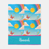 Niedliches Girly Whimsical Rainbow Happening perso Fleecedecke (Vorderseite)