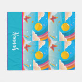 Niedliches Girly Whimsical Rainbow Happening perso Fleecedecke (Vorderseite (Horizontal))