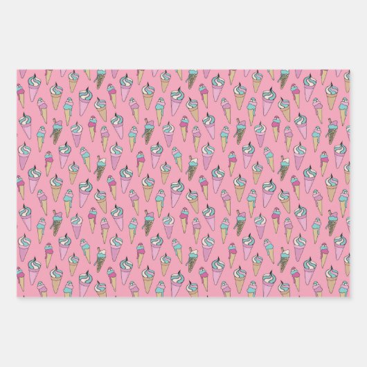 Niedliches Giro Ice Creme Cone Muster Geschenkpapier Set (Vorderseite 2)